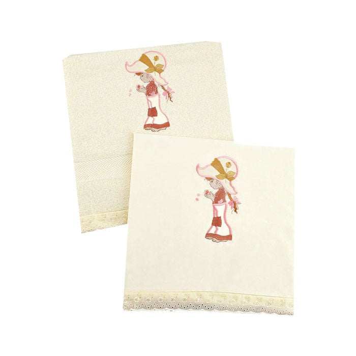 Σετ λαδόπανα βάπτισης, με την Sarah Kay για κορίτσι.