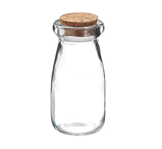 Γυάλινο βαζάκι με κούμπωμα από φελλό 4Χ9,5εκ, περίπου 100ml,10τμχ.