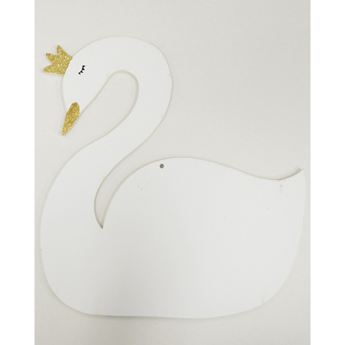 Κύκνος ξύλινο διακοσμητικό, άσπρος, με glitter 26εκ.