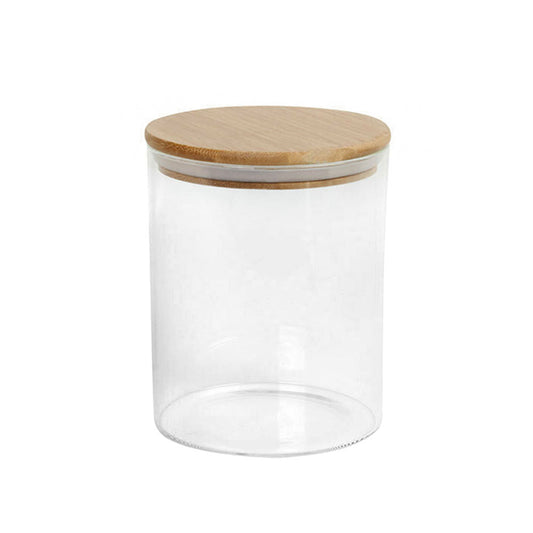 Βάζο Γυάλινο με Ξύλινο Καπάκι 8,5Χ12εκ 550ml 2τμχ.