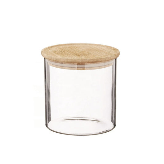 Βάζο Γυάλινο με Ξύλινο Καπάκι 8,5Χ10εκ 450ml 2τμχ.