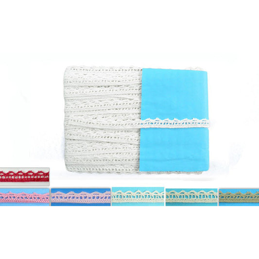 Κορδέλα δαντέλας βαμβακερή με μυτούλες 1,3εκ, περίπου 18 μέτρα.