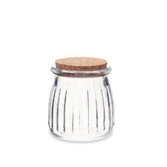 Βαζάκι Γυάλινο Ανάγλυφο μεγάλο με  Φελλό 7.4Χ8εκ 10τμχ.