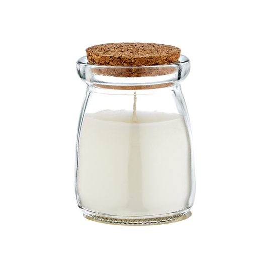 Γυάλινο βαζάκι με κούμπωμα από φελλό 5x7εκ, με Κερί, 10τμχ.