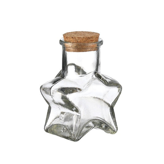 Γυάλινο βαζάκι σε σχήμα αστεριού με φελλό 6x8εκ.