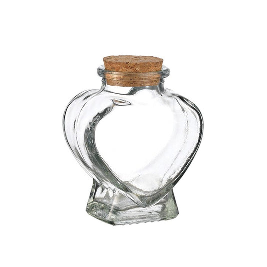 Γυάλινο βαζάκι σε σχήμα καρδιάς με φελλό 6x8εκ.