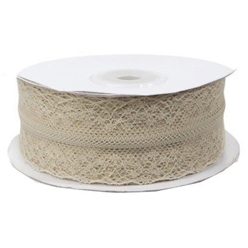 Κορδέλα δαντέλας διπλή σε φυσικό χρώμα 4εκ 22,80m.