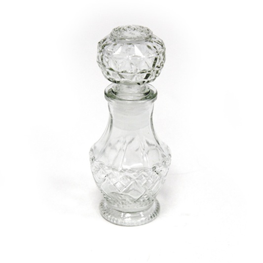 Γυάλινο μπουκάλι ανάγλυφο με πώμα διαμάντι 5.4Χ11.2εκ 60ml.