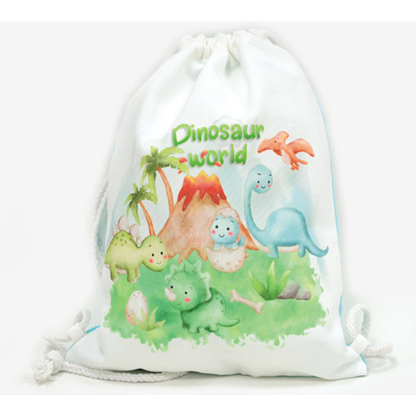 Δεινόσαυροι υφασμάτινο σακίδιο πλάτης, σε λευκό χρώμα 30X25εκ.